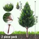Artificial Cedar Topiary Plants: 20 Inch (2P) UV Resistant Faux Pine Stems Shrubs Plastic Greenery for Outdoor Indoor Home Decor, Garden, Front Porch, Office, Restaurant & Holiday Party