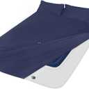 Queen Sheet Set for Air Mattress - Sheets Queen Size Bed Set - 3Pcs Side Storage Pocket Fitted Sheet & Pillowcases Easily Fits 16in to 24in Pillow Top Air Bed Mattress - Navy Blue