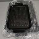 Outdoor Grill Pans Tray Barbecue Plate 2 Grilling Baskets Outdoor Grill Pans with Hole BBQ Grill Tray Grilling Basket Set for Camping Vegetable Meat (dark black)