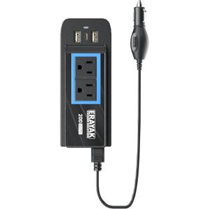 ERAYAK 200W Car Power Inverter, 18W USB-C Charger, DC 12V to 110V AC Car Plug Adapter Outlet with Detachable Cigarette Lighter Plug, Truck Car Accessories Suitable for Long Road Trips