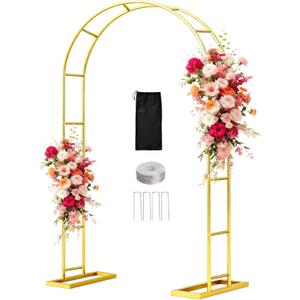 [Patent Applying] WellSign Balloon Arch Stand 7.2FTx4.3FT, Garden Arch Trellis for Climbing Plants Outdoor, Metal Pergola Arbors for Flower Arch Archway, Gold Wedding Arch for Party Decoration