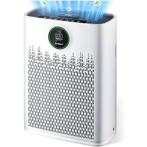 Air Purifiers for Home Large Room, Cover Up to 2400 Ft with True HEPA Filter, Smart Mode, PM2.5 Air Quality Display, 22dB Sleep Mode, Aromatherapy with 2X-Purification & 360Air Outlet, HAP603, White
