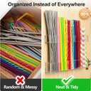 9.6 Large Acrylic Straw Holder for Cabinet Door, Reusable Adjustable Two-Part Straws Organizer with Ultra Sticky Adhesive Strips, 2026 Straw Storage for Kitchen Cupboard (Transparent)