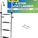 Stainless Steel Boat Ladder 4-Step - Anchor-Man Folding Telescoping Pontoon & Dock Ladder, 400 lb, 46 in Reach, 14 in Wide Non-Slip Steps