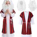 Skicuff 5 Pcs Moses Costume for Kids Boy Biblical Costumes Accessory Outfits with Robe Tunic Belt Wig Beard for Children (White). 32*14 size