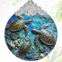3" Stained Glass Ornaments for Christmas Tree, Heirloom Keepsake, Gift Idea - Sea Turtles