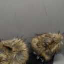 Naughtyangel Women Winter Warm Snow Ankle Boots Low Heels Faux Fox Rabbit Fur Tassel Shoes (9, Black)