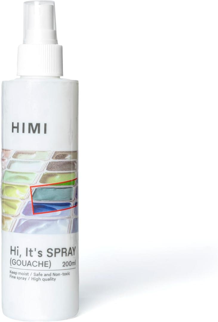 HIMI Gouache Wetting Spray 200ml (6.76 oz), Moisturizing Palette Spray for Gouache Paint, Reactivates Dry Pigments, Professional Art Supplies & Gift for Artists and Hobbyists