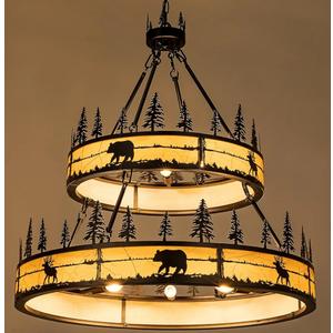 Wellmet Black Rustic Chandelier, 2-Tier Farmhouse Wagon Wheel Chandelier, Farmhouse Rustic Pendant Light for Dining Room, for Living Room, Bedroom, Entryway, Hallway, Cafe, Bar