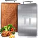 Titanium Cutting Boards For Kitchen,Ebony Wood Cutting Board,Double Sided Metal Chopping Board With Handle And Juice Groove, Idea Kitchen Appliances For Meat And Charcuterie