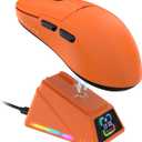 Yindiao AJAZZ AJ159 APEX Wireless Gaming Mouse with Magnetic Charging Base, 56g Lightweight BT/2.4G/USB-C Wired Mouse, PAW3950APEX 42K DPI Optical Sensor, Programmable Buttons for PC/Mac/Win(Orange)