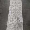 jinchan 2' x 5' Washable Runner Rug Vintage Floral Pattern Non-Slip Low Pile Soft Thin Distressed Runner Carpet for Farmhouse Bedroom Entryway Laundry Room (Taupe)
