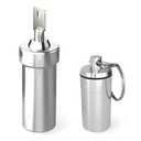 Ezy Dose Lockable Pill Fob and Keychain Bundle, Medicine, Vitamin Container, Safe for Money & Travel Items, Stainless Steel, Small and Large Compartments, 2 Storage Items, BPA Free