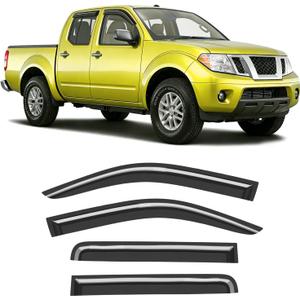 Extra-Thick Window Rain Guard for 2005-2021 Nissan Frontier Crew Cab Rain Guards Tape-on Side Truck Window Visors Low Profile Vent Visor Window Deflectors Vent Shades Car Accessories