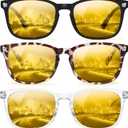 Gaoye Stylish Blue Light Glasses for Woman - Computer Glasses for Blue Light Blocking - Lightweight Frames - 3 pack (A1 Matte Black+leopard+transparent)