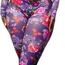 kaimimei Women Floral Print Mesh Bodycon Jumpsuit See Through Backless One Piece Outfits Romper Clubwear (Purple, XL)