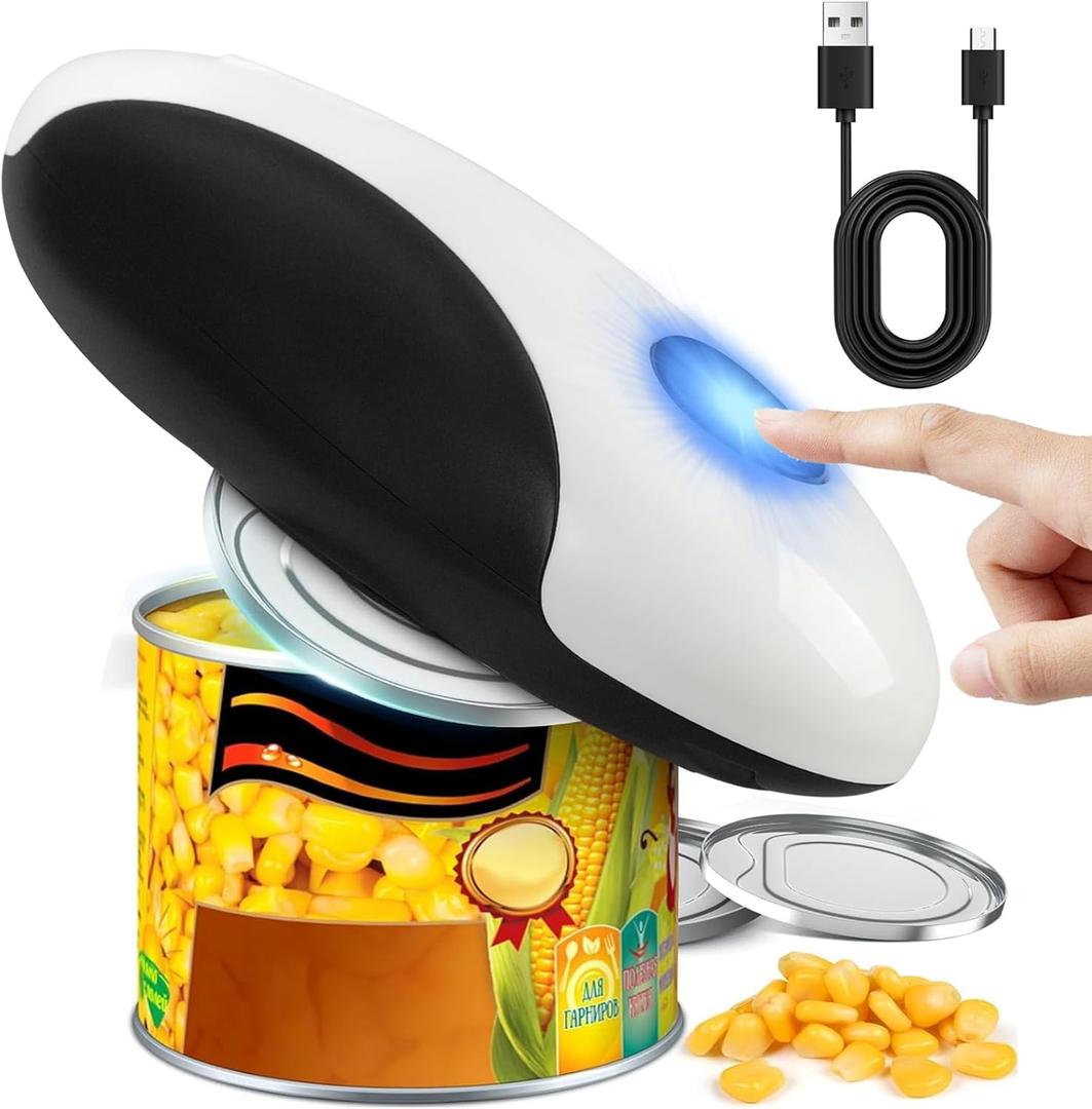Electric Can Opener, USB Rechargeable Can Opener, One-Touch Cordless Can Opener,Smooth Edge,Hands Free, Food Safety, Kitchen Gadget Battery Operated, Automatic Can Openers for Seniors