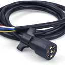 BHTOP 8ft 7-Way Trailer Plug Cord Wiring Harness [7-Pin Trailer Wire Cable] [Brake & Light Control] [10-14AWG] 7 Prong Trailer Light Cord Wiring Connector for RV