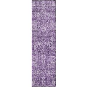 Addison Rugs Chantille ACN637 Purple 2'3" x 7'6" Indoor Outdoor Hallway Runner Rug, Stain Resistant Washable Kitchen Area Carpet for Bathroom, Laundry and Bedroom Rug