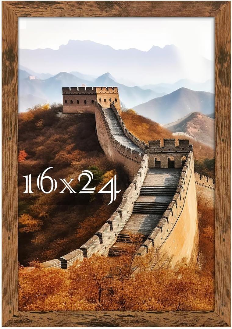 Picrit 16x24 Picture Frame, Photo Frame for Wall Mounting Display, Brown
