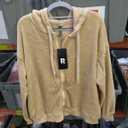 PrinStory Womens Flannel Long Sleeve Zip Up Hoodie with Pockets L