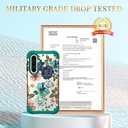 Hocase for Galaxy A36 5G Case, Heavy Duty Shockproof Protection Soft Silicone Rubber Bumper+Hard Plastic Hybrid Protective Case for Samsung Galaxy A36/A56 5G (6.7" Display) 2025 - Teal Flowers