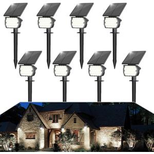 VOLISUN Solar Spotlight Outdoor, IP67 Waterproof Solar Landscape Spot LightsUplights for Yard Garden Pathway - 8 Pack (Cool White) 27 LED 3 Lighting Modes