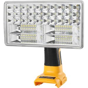 LED Work Light for Dewalt 20V Battery, Hiesuan 30W 3300LM Jobsite Light Flashlight Spotlight with 110 Degree Pivoting Head Zinc Alloy, 5V 2.1A USB Port (8")