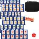 Mini Rummy Cube Game Set 6 Players with 6 Holders and 160 Rummy Tiles, Small Travel and Family Board Game for Adults and Kids