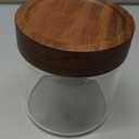 17 oz/500 ml Clear Glass Storage Canister with Airtight Wooden Screw Lid, Small Cute Decorative Glass Container Jar for Coffee,Spice,Candy,Salt,Cookie,Condiment,Pepper,Sugar,Overnight Oatmeal