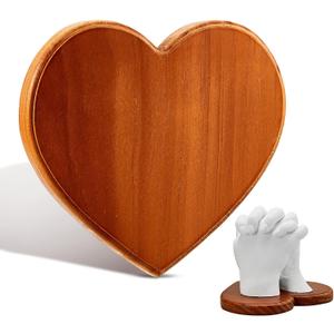 Menkxi 7.1 x 6.3 x 0.6 Inch Heart Shaped Wood Base Hand Casting Sculpture Base Hand Casting Kit Wood Display Stand for Anniversary Wedding Gift DIY Crafts Home Decoration