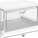 HYBRIDEAS 2-Pack Clear Stackable Storage Bins with Lids Magnetic Doors Open Front Foldable Folding Plastic Craft Containers Large Closet Organizers Box for Bedrooms Living Rooms Study Kids' Toys