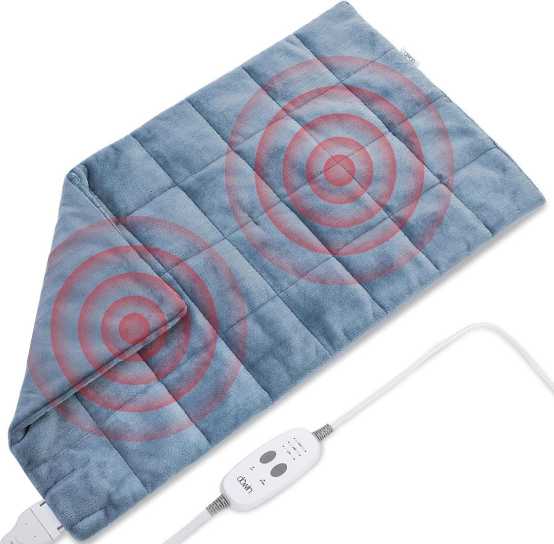 Massaging Heating Pad for Back Pain Cramps Relief, 11,5" x 22,5" Weighted Heating Pad XXL for Neck and Shoulders,4.85lbs Heated pad with 3 Heating Levels,Gifts for Women Men 