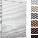 MYshade 1.5-Inch Cellular Cordless Blackout Shades,Thermal Insulating Noise Reducing Waterproof Blinds,Honeycomb Window Treatments for Indoor Light Control (White-24 W x 48" H)