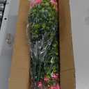 Grunyia 10 Bundles Artificial Fake Flowers, Faux Outdoor Plastic Plants UV Resistant Shrubs Outside Indoor Decorations (Pink-Eucalyptus)