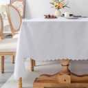 Rectangle White Tablecloth 60 x 84 Inch Polyester Fabric Washable Table Cloth Decorative Wrinkle Resistant Solid Color Table Cover for Dining Party Wedding Camping