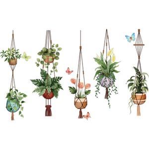 2 x Wall Decals Peel and Stick Hanging Potted Wall Stickers Wall Art Decals for Living Room Bedroom Balcony Corridor Window Entrance Door Mirror Decor