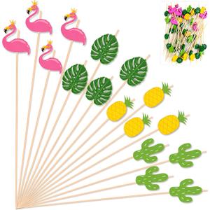 2 x Luau Party Decorations - 48 PCS Hawaiian Cocktail Picks | Tropical Party Favors Supplies Decor Accessories for Summer Beach Pool -Toothpicks for Appetizers Charcuterie Sandwich Cocktail Skewers Sticks