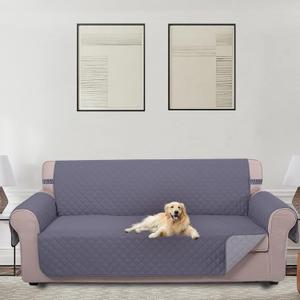 U-NICE HOME Large Sofa Cover Reversible Couch Cover for Dogs with Elastic Straps Water Resistant Furniture Protector for Pets Couch Cover for 4 Cushion Couch (Oversized Sofa, Dark Grey/Light Grey)