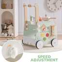 ROBOTIME Baby Walker Push Toy, Adjustable Height & Speed, Prevents Bow Legs, Spring Garden Activity Center with Clock, Shape Sorter, Play Kitchen, and Sink, Ideal Toddler Walking Toy for 10+ Months