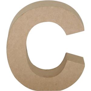 Papier Mache Letter C, 4" Height, 1 Count (Pack of 1), Brown