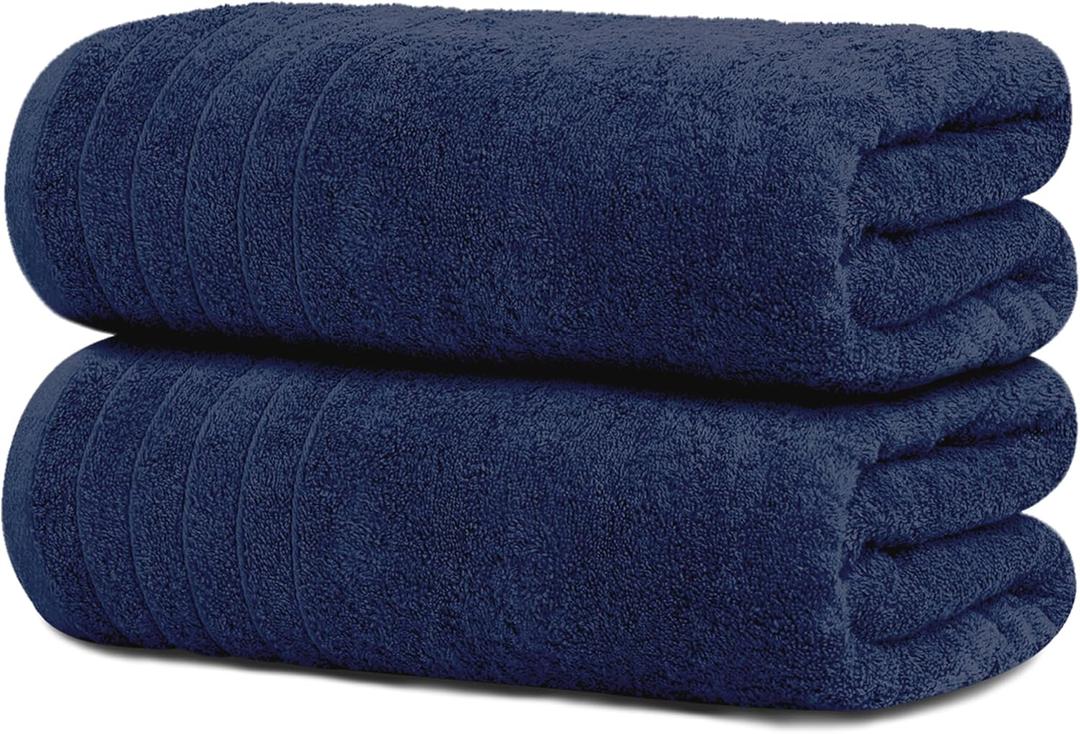 Tens Towels Pack of 2 Extra Large Bath Sheets 35 x 70 Inches, 100% Cotton, Larger & Lighter Weight, Quicker to Dry, Super Soft & Absorbent, Oversized Bath Towels, Navy