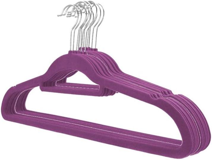 UNIWARE Flocked Suede Hanger, Grooved Bar (12, Orchid)