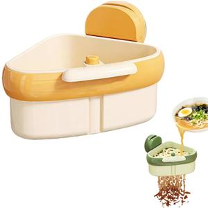 Suction Cup Kitchen Sink Caddy Triangular Sink Drain Basket & Strainer Small Corner Sink Trash Catcher for Vegetables, Fruits, Sponges, Soap Space-Saving Organizer (, Y2ellow)