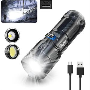 Rechargeable Tactical Flashlights, 120000 Lumens Super Bright Led Flashlights with COB Work Light, High Powered, Powerful Handheld Flashlights for Emergencies Camping Hiking Holiday Gifts