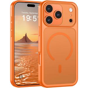 SUPFINE Magnetic for iPhone 17 Pro Case (Compatible with MagSafe)(Military Grade Drop Protection)(Camera Protection) Translucent Matte Shockproof Phone Cover,Starry Orange