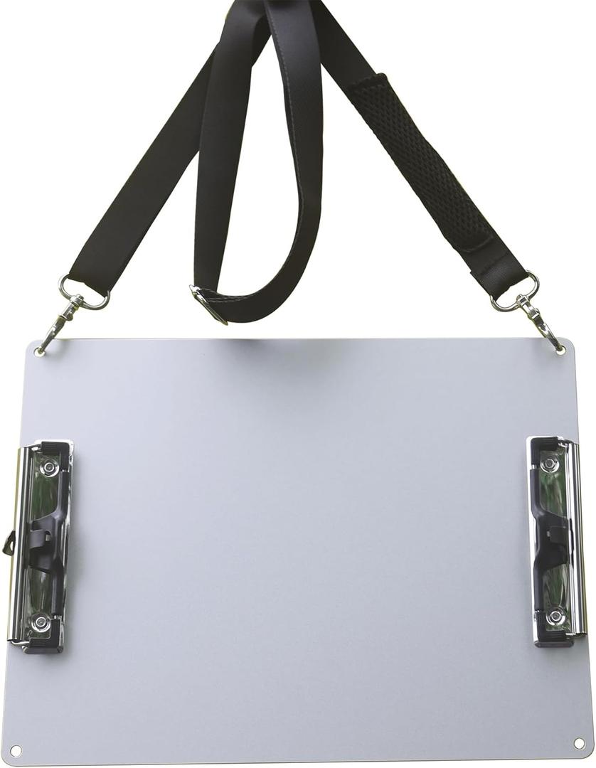 Banjiang Metal Double Clips Clipboard for Working While Walking with Shoulder Straps,A4/Letter 8.5 "X11 Aluminum Clipboard with Pen Holder