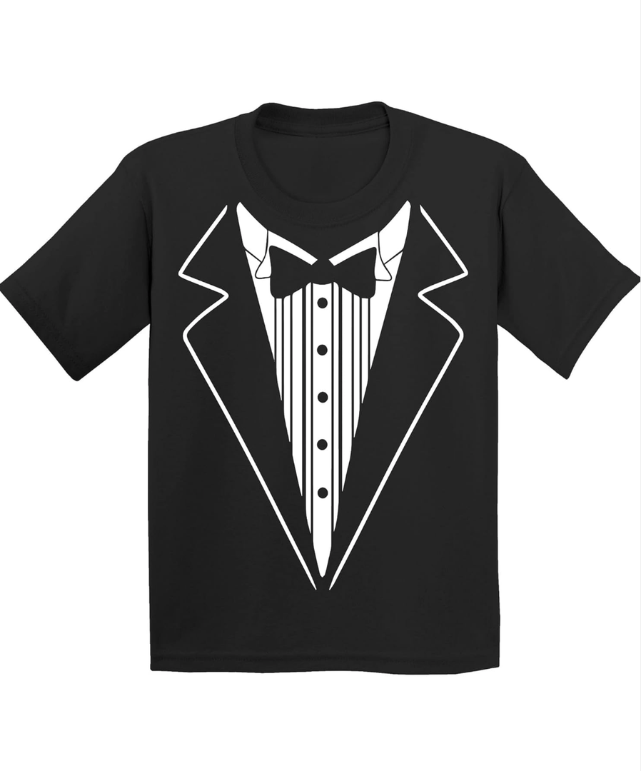 P&B Tuxedo White Funny Youth T-Shirt XS