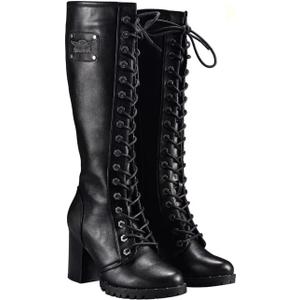 GARGOYLE BELLS Women's Knee High Boots Ladies Lace Up Motorcycle Boots with Zipper Soft Thigh High Riding Boots For Women, Size 9