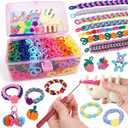 DDAI Bracelet Making Kit for Girls Ages 6-12  Arts and Crafts for Kids Weaving Loom Bracelets Kits -1000+ Colorful Elastic Cloth Loom Bands  Great Birthday Gift for Girls Boys 7 8-12 Years Old (rainbow-colored)